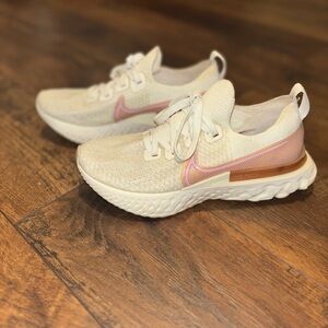 Nike Cream and Pink Athletic Shoes